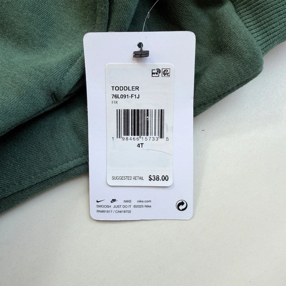 Nike Toddler Boys Fir Green Fleece Jogger Sweatpants 4T 76L091-F1J New